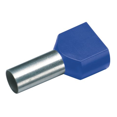 Geïsoleerde TWIN Adereindhuls, 2x 0,75mm², lengte 8mm, blauw