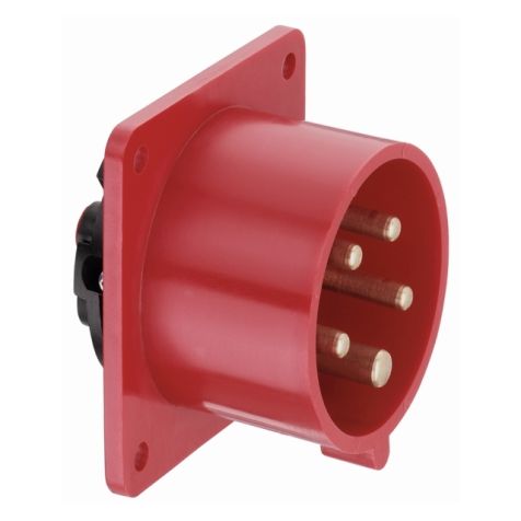 Prise CEE mâle droite pour appareil, IP44, 16 A, 4 pôles, 400 V, 6h, rouge