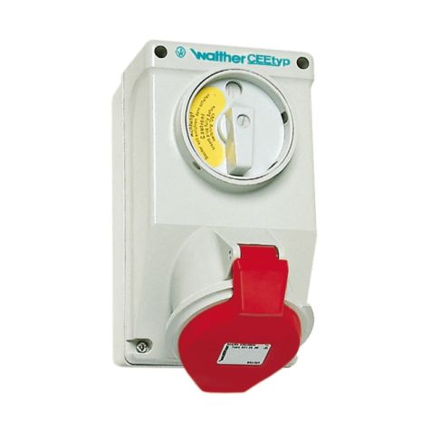 CEE Stopcontact met schakelaar en vergrendeling 32A 5P 380V IP44