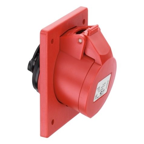 CEE flenscontactdoos schuin 20°, IP44, 16A, 4-polig, 400V, 6h, rood, zonder schroeven