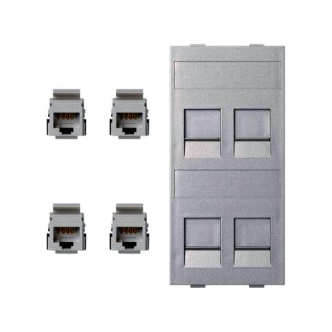 CIMA 500 Plaque Vdm Plate avec Volet 4x RJ 45 Cat