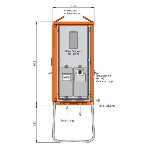 Aansluitkast 55 kVA/ 1 stopcontact