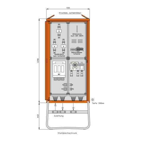 Aansluitkast 173 kVA/ 1 stopcontact