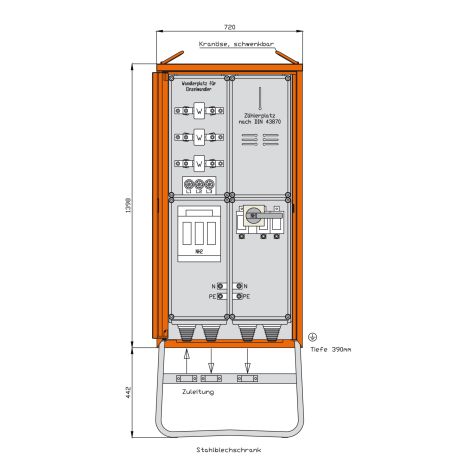 Aansluitkast 173 kVA/ 1 stopcontact