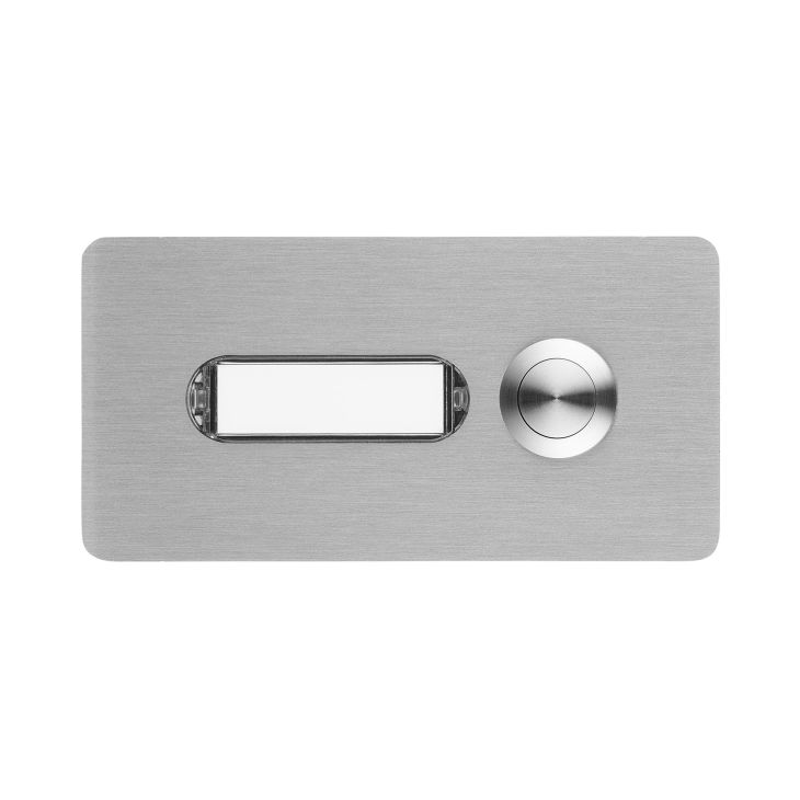 ETA 521 - Bouton-poussoir pour sonnette avec plaque signalétique et éclairage LED, inox-noir