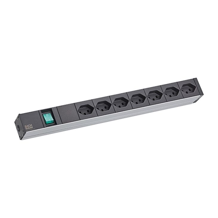 19| Blocs d'alimentation 1U ALU 7x CH Swiss type 23 90° noir, 1x interrupteur