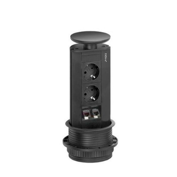 EVOLINE PORT 2x10/16A + 2xRJ45 CAT 5 NOIR