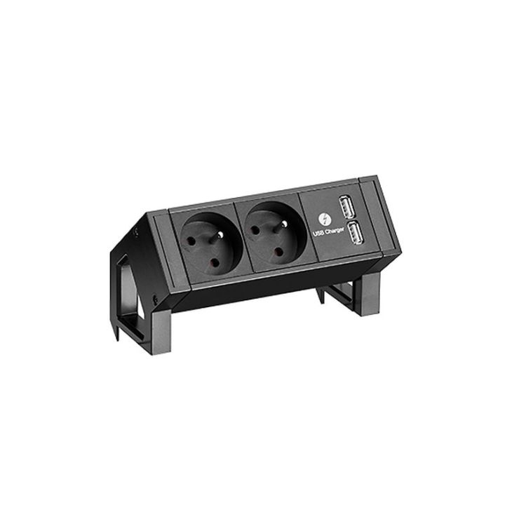 DESK2 3 modulen (2x UTE 1x USB Charger A&C 22W) Alu/zwart met kabel 0,2m GST18i3