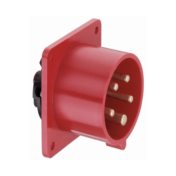 Prise CEE mâle droite pour appareil, IP44, 16 A, 4 pôles, 400 V, 6h, rouge