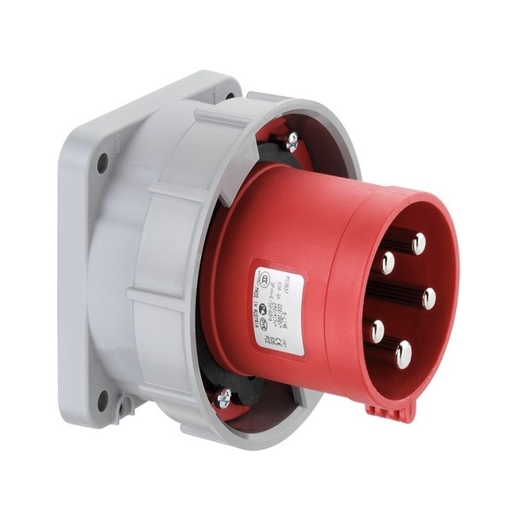 CEE aanbouwapparaatstekker recht, IP67, 125A, 4-polig, 400V, 6h, rood