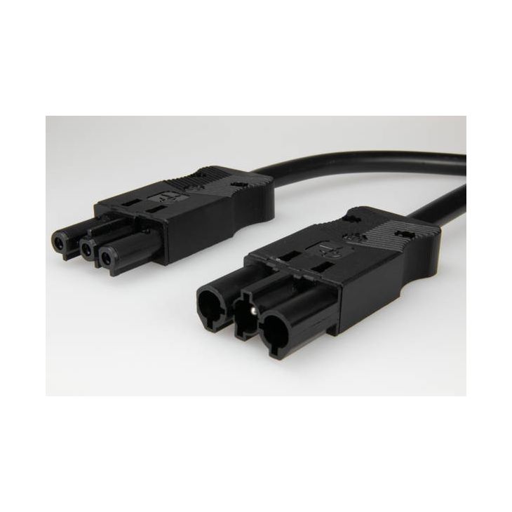 AC166 VLCG Cordon de connexion M/F, 3-pôles, 2,5mm², 400cm. noir, sans halogène, Eca