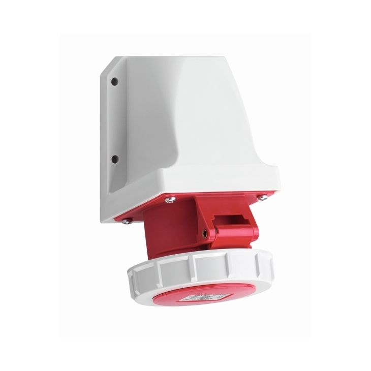 CEE wandcontactdoos, IP67, 32A, 4-polig, 400V, 6h, rood