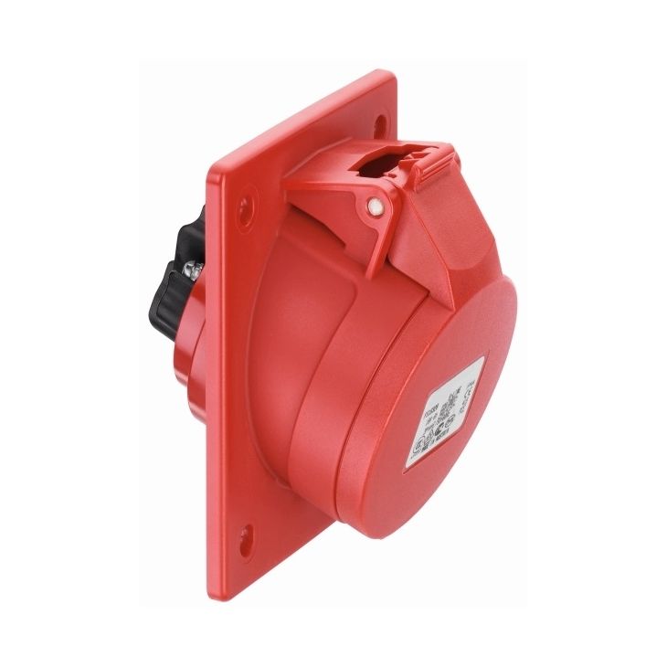 CEE flenscontactdoos, 20°, IP44, 16A, 4-polig, 440V, 11h, rood