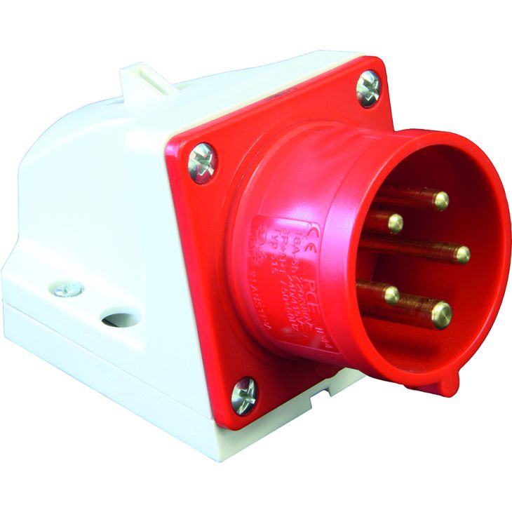 Prise CEE murale pour appareil, IP44, 16 A, 5 pôles, 400 V, 6h, rouge