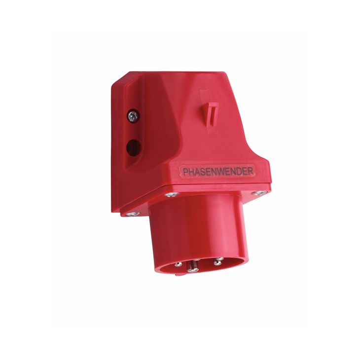 CEE faseomvormer/wandapparaatstekker, IP44, 32A, 5-polig, 400V, 6h, rood