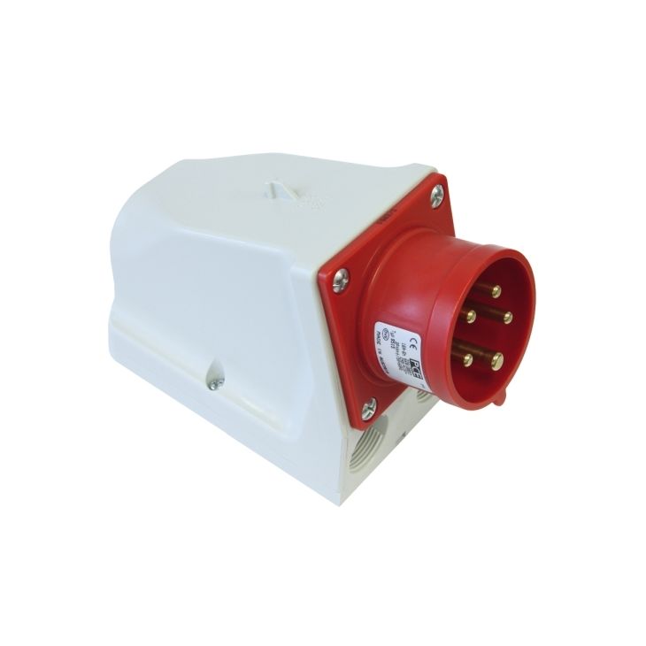 Prise CEE murale pour appareil, IP44, 32 A, 5 pôles, 400 V, 6h, rouge