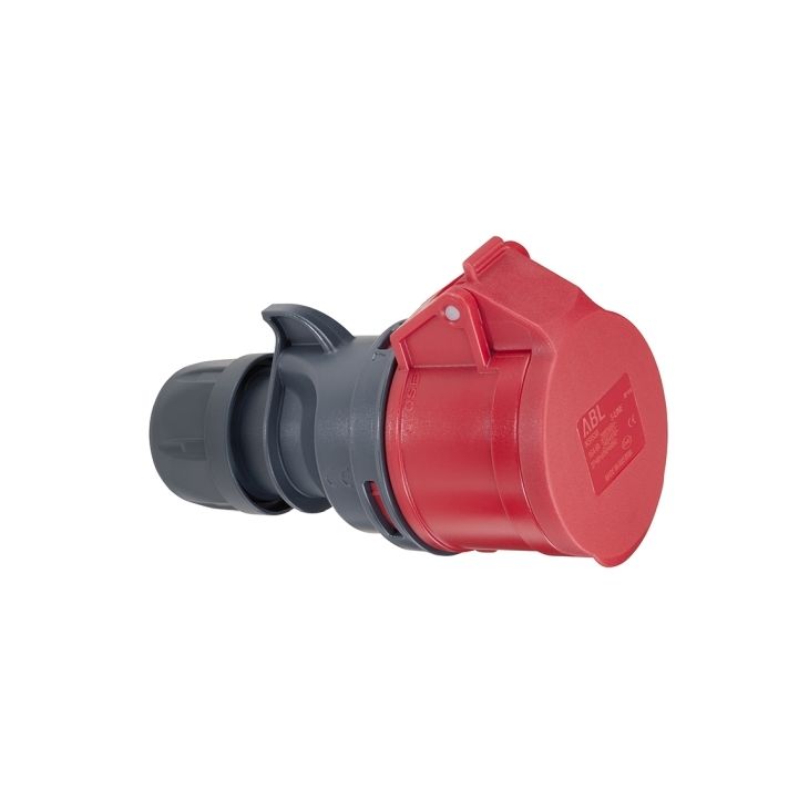 Fiche CEE femelle, IP44, 32 A, 4 pôles, 400 V, 6h, rouge