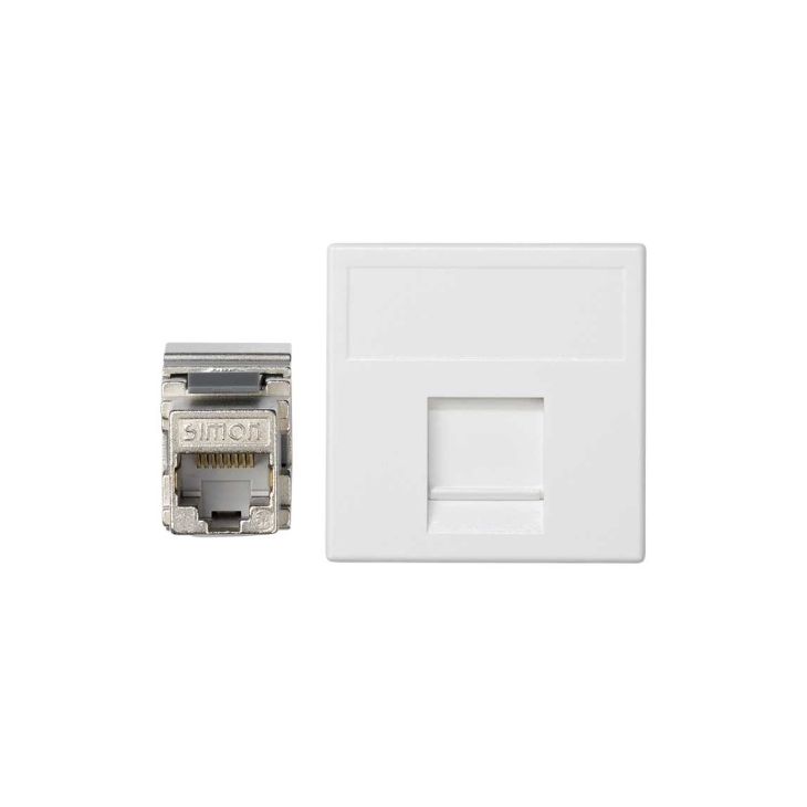 K45 Plaque VDM plate avec volet 1 x RJ 45Cat. 6 FTP - Blanc