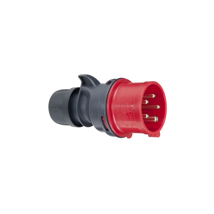 Fiche CEE mâle, IP44, 32 A, 4 pôles, 400 V, 6h, rouge