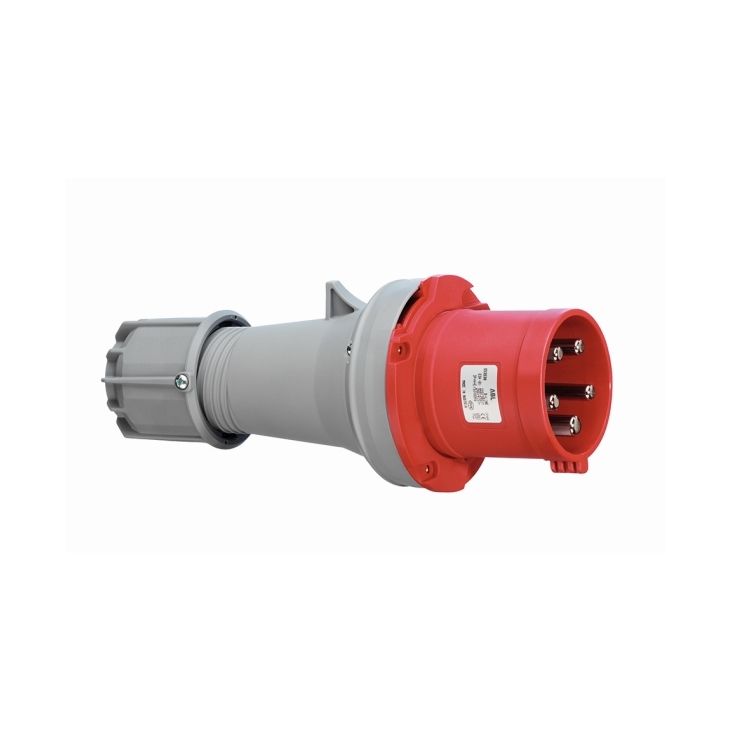 Fiche CEE mâle, IP44, 63 A, 4 pôles, 400 V, 6h, rouge