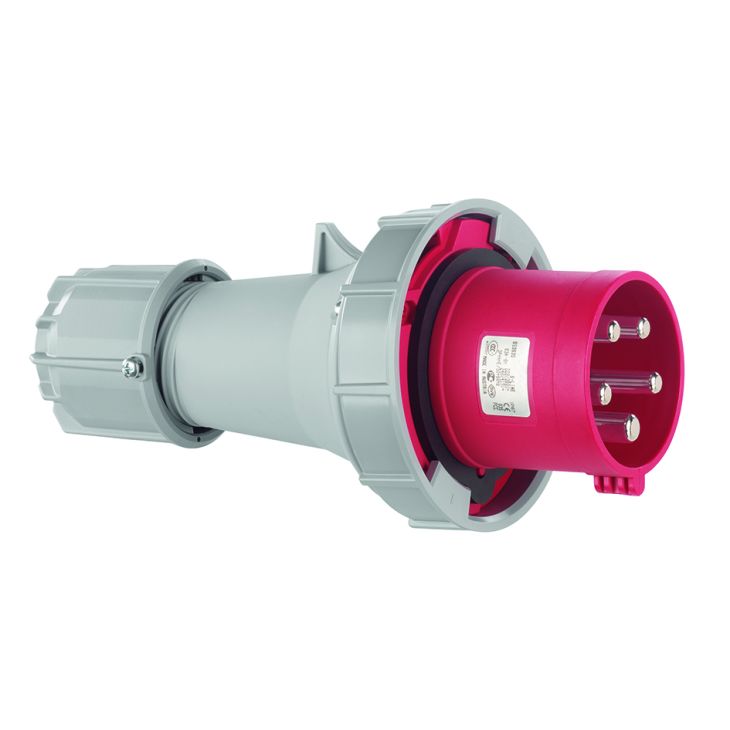 Fiche CEE mâle, IP67, 63 A, 5 pôles, 400 V, 6h, rouge