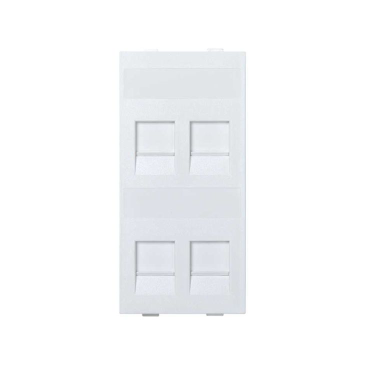 CIMA 500 Plaque Plate Vdm avec Volet 4x RJ 45 Blanc