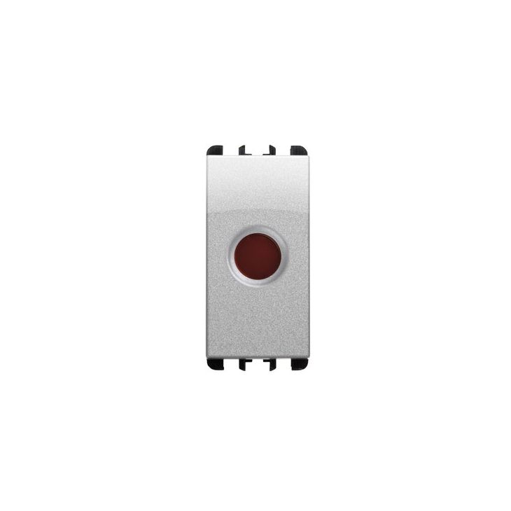 Témoin rouge, 1 mod, aluminium  (a compléter avec LED 12-24V ou 230V led blanc)