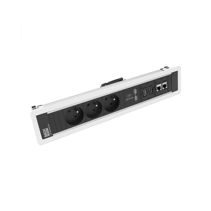 POWER FRAME 6 mod.(3x UTE + 1xUSB CHARGERA/A+2x CAT6 A+1xHDMI+1xUSB A/A) blanc RAL9010