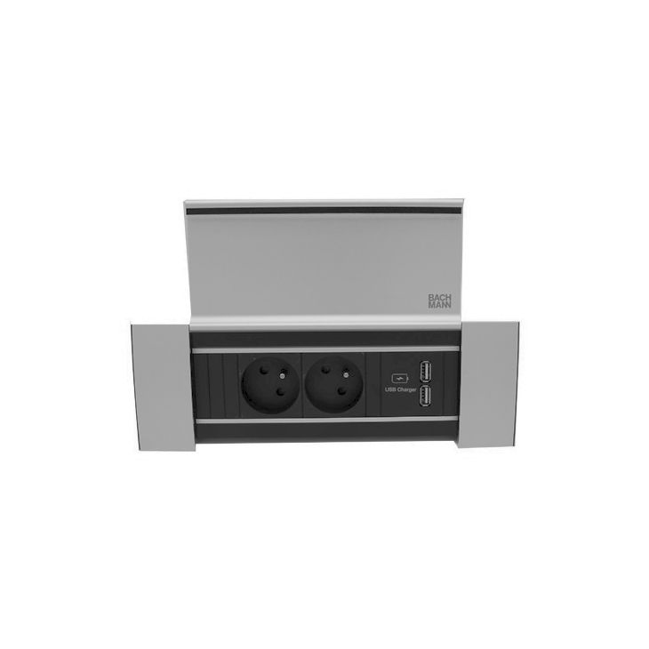 POWER FRAME COVER 3 modules (2x UTE + 1xUSB CHARGER A/A) ALU geanodiseerd