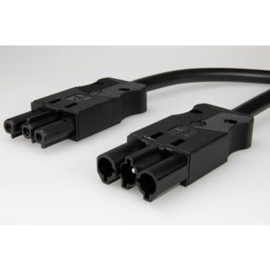 AC166 VLCG Cordon de connexion M/F, 3-pôles, 1,5mm², 200cm. noir, Eca