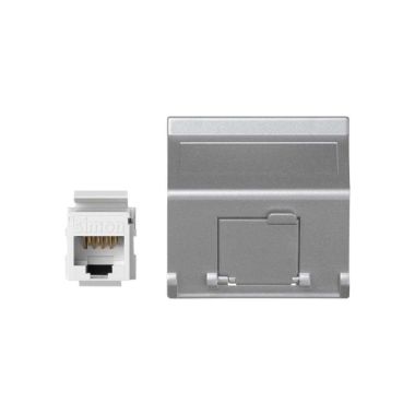 K45 Plaque VDM Incliné avec volet 1 x RJ 45 Cat. 6 UTP - Alu